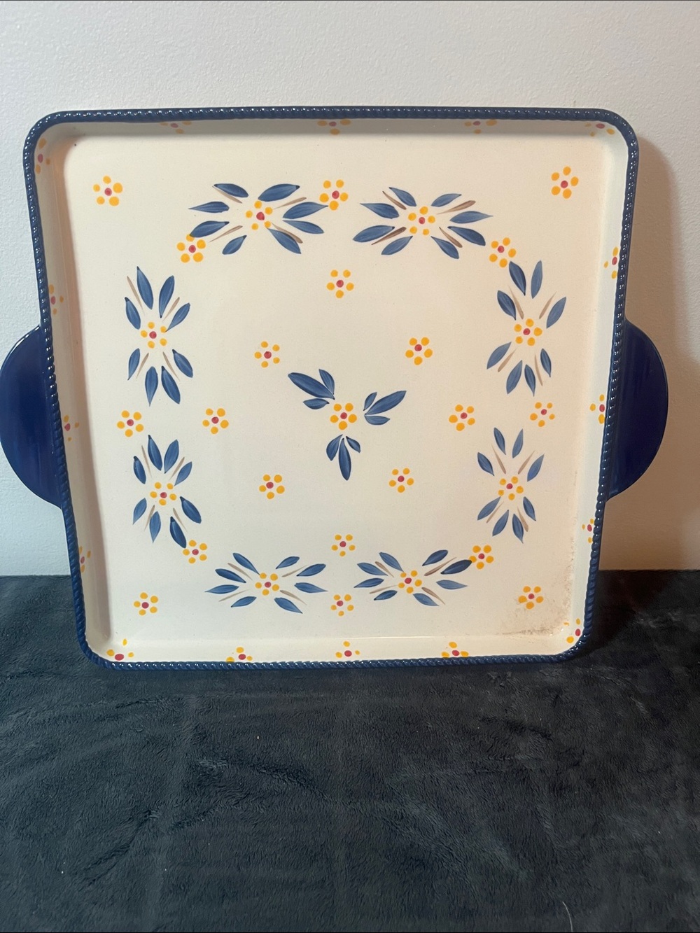 Temptations Temp-Tations Old World Floral Ceramic Serving Tray kitchen bakeware
